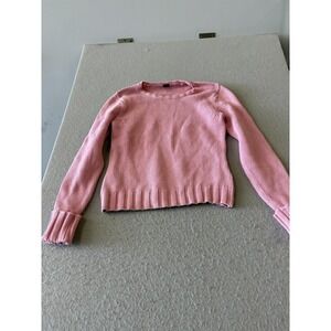 Gap Sweater Womens Medium Pink Crewneck Button Cuff Long Sleeve Pullover Knit